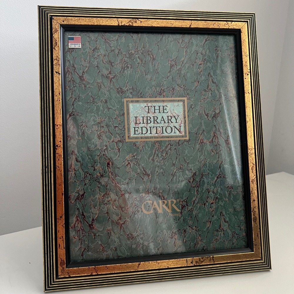 Carr Frames The Library Edition Gold and Black Ribbed Picture Frame USA Made